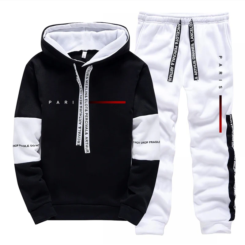 Street Fashion Art - Paris Fashion Hoodie Streetwear Men's Set