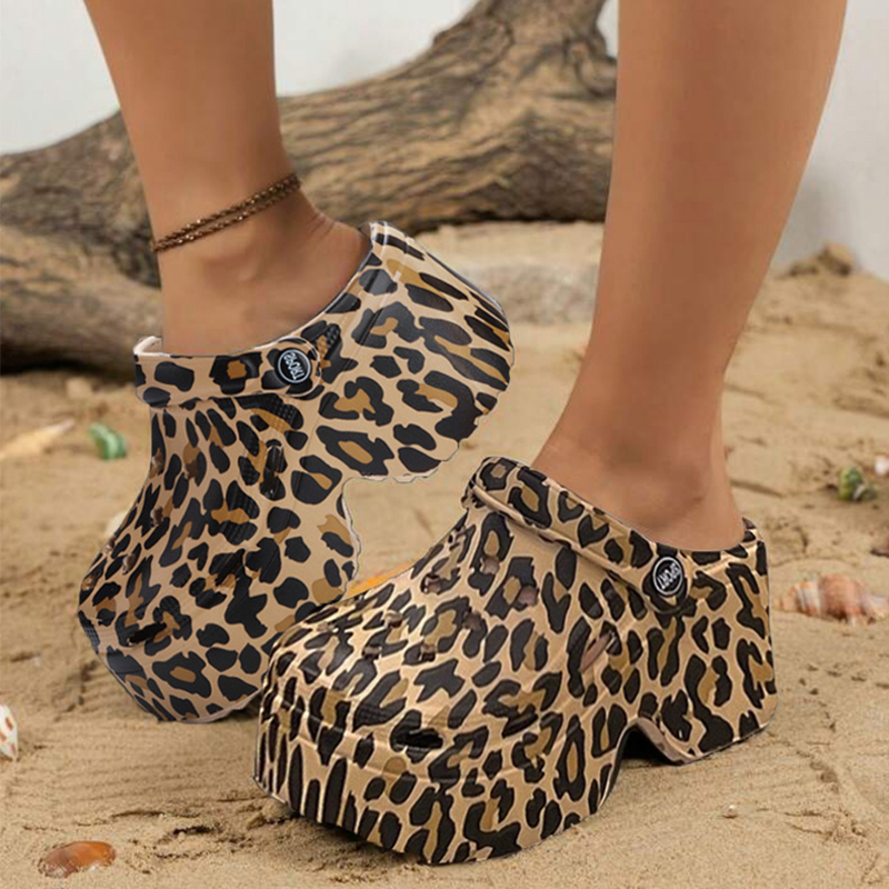Street Fashion Girl - Leopard Platform Clogs for Women Closed