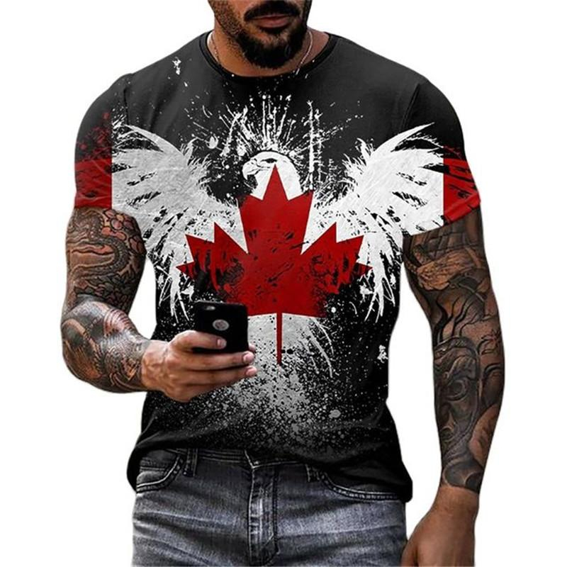 Retro Canada Flag T-shirt 3D P - đánh giá và giá Street Fashion Canada