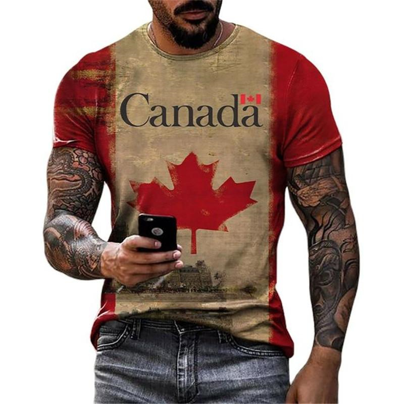 Retro Canada Flag T-shirt 3D P - đánh giá và giá Street Fashion Canada