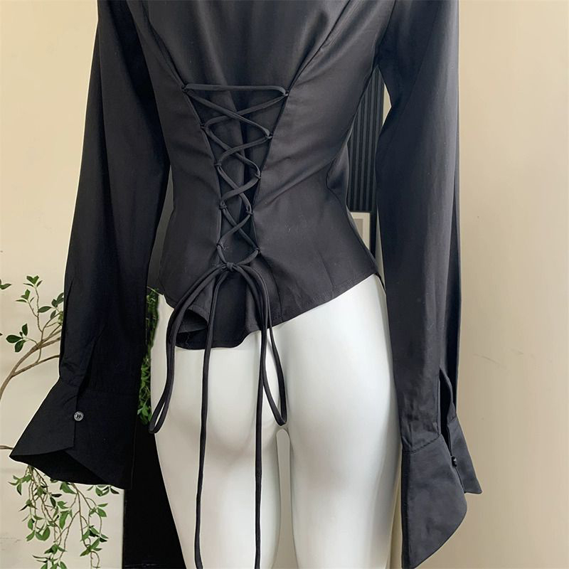 Gidyq Women Black Bandage Shir - đánh giá và giá Street Fashion Korea