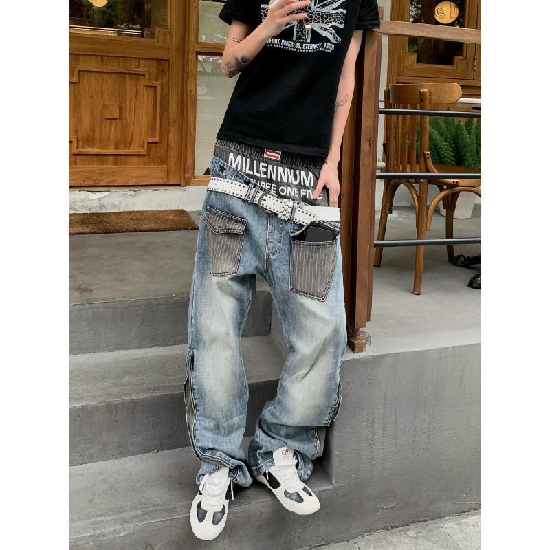Men's Patchwork Design Jeans 9 - đánh giá và giá Street Fashion England