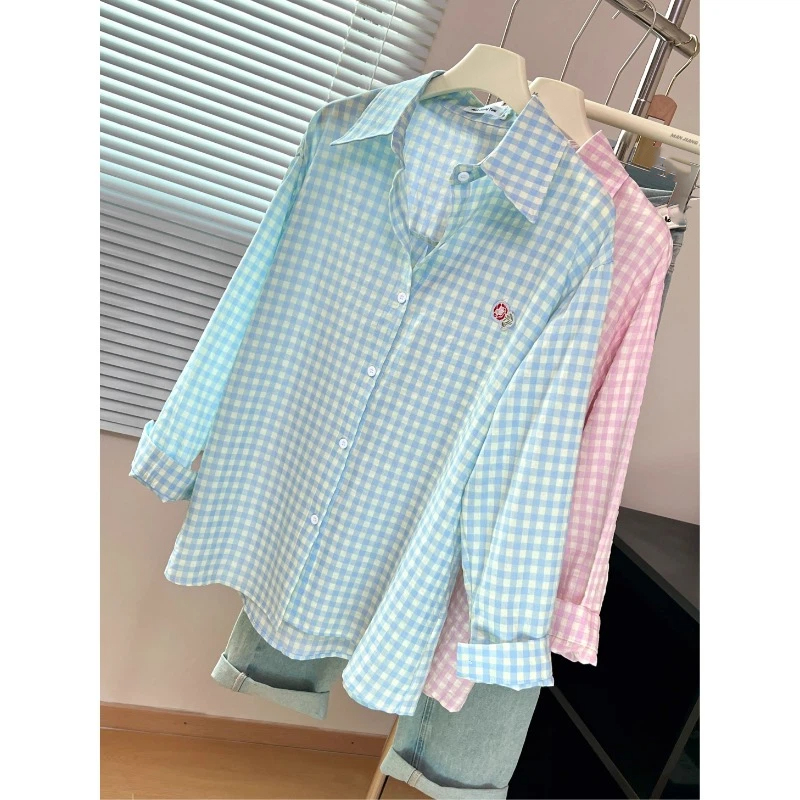 Embroidery Flower Plaid Design - đánh giá và giá Street Fashion Korea