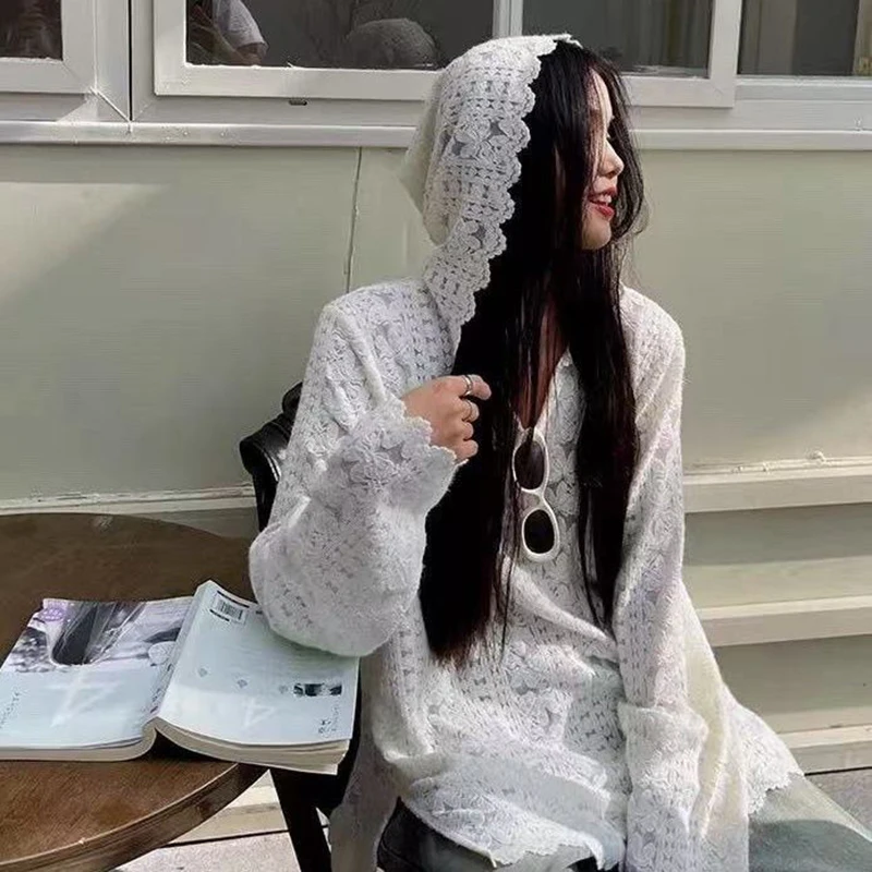 Y2K Lace Hooded Shirts Women S - đánh giá và giá Street Fashion Korea