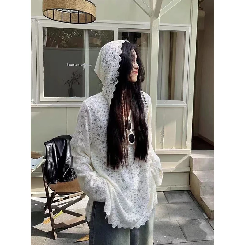 Y2K Lace Hooded Shirts Women S - đánh giá và giá Street Fashion Korea